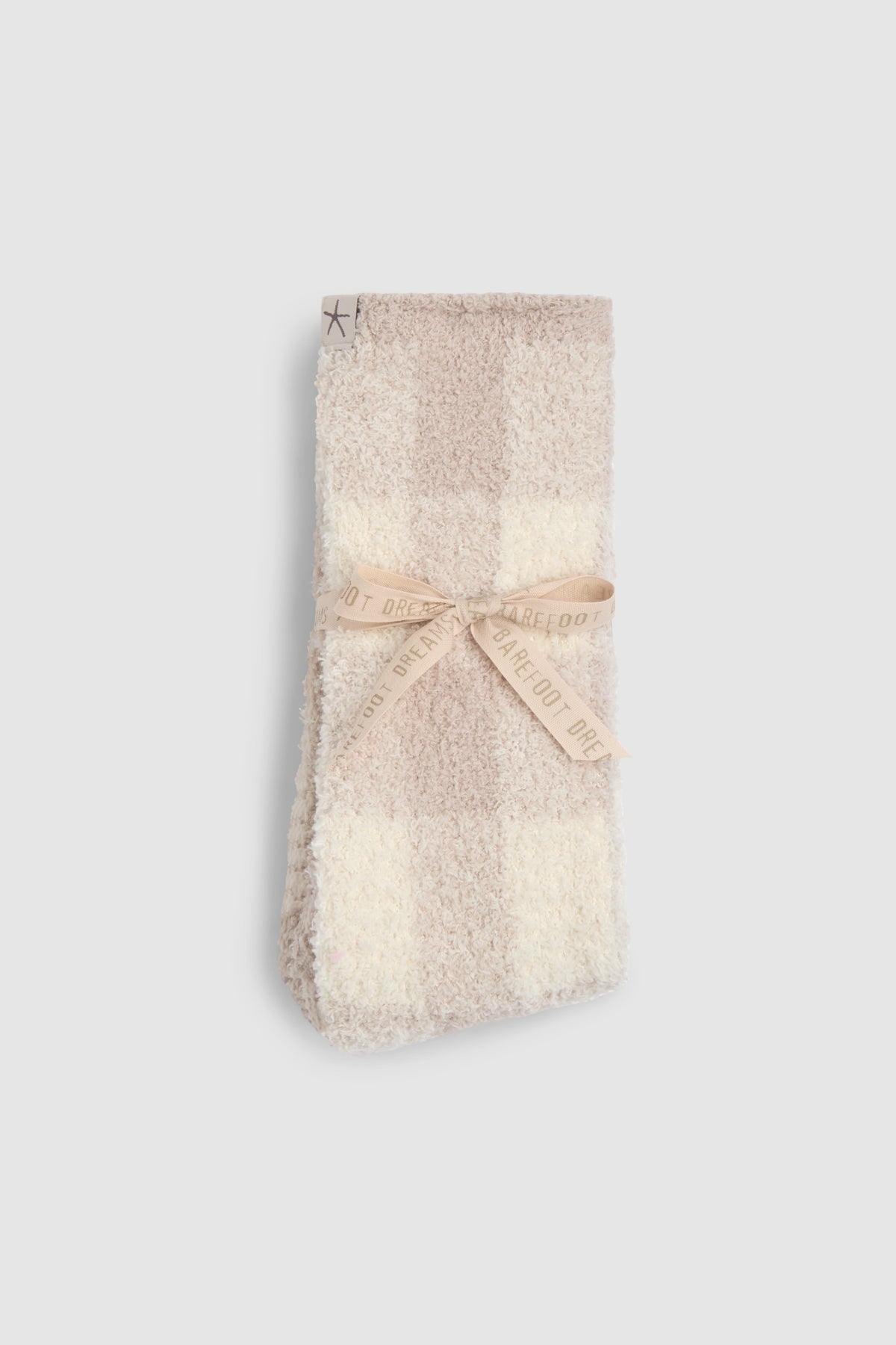 Barefoot Dreams Cozychic Buffalo Plaid Socks- Stone Multi