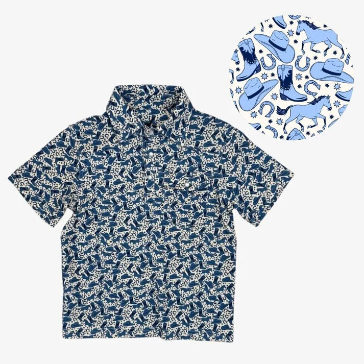 Buck Brothers Bluebonnet Blue Polo