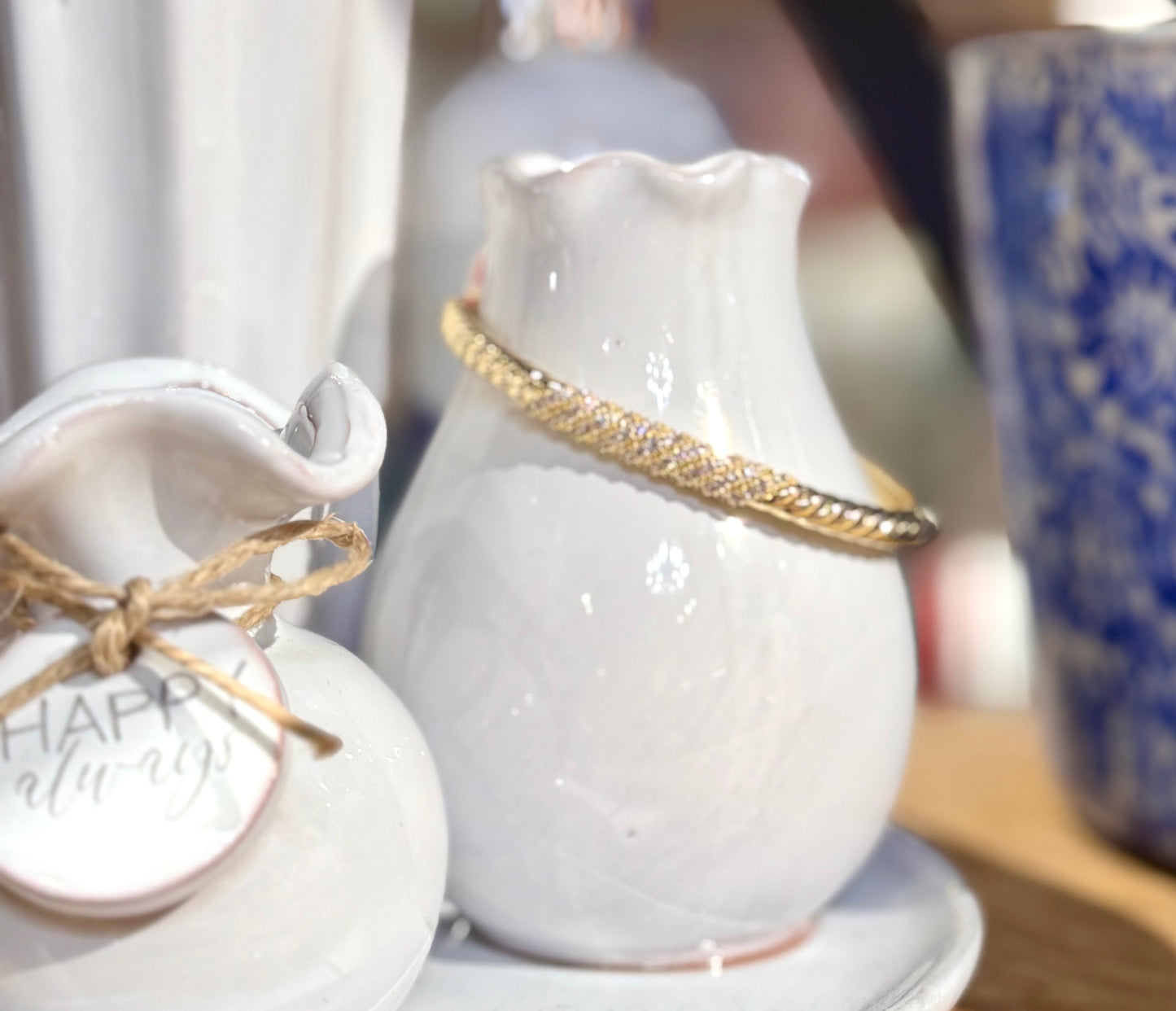 Rope CZ Hinge Bangle