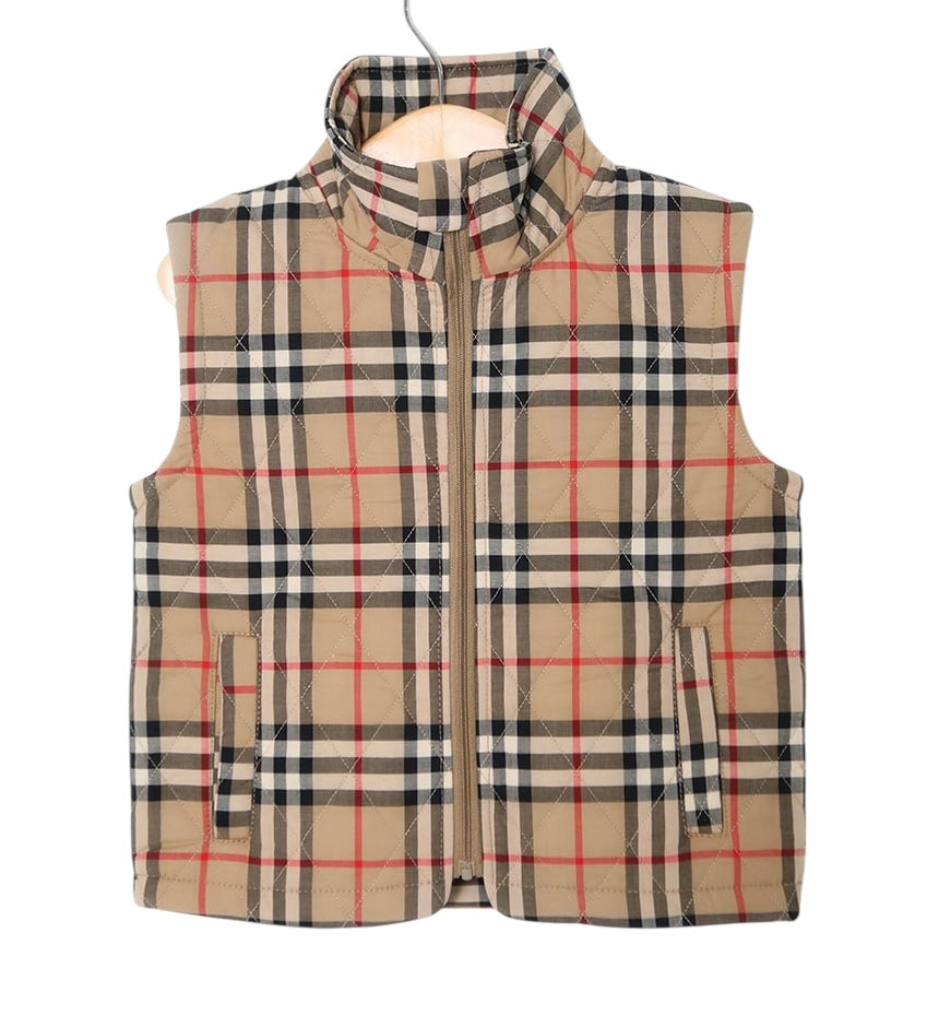 Banana Split Tan Plaid Quilted Vest