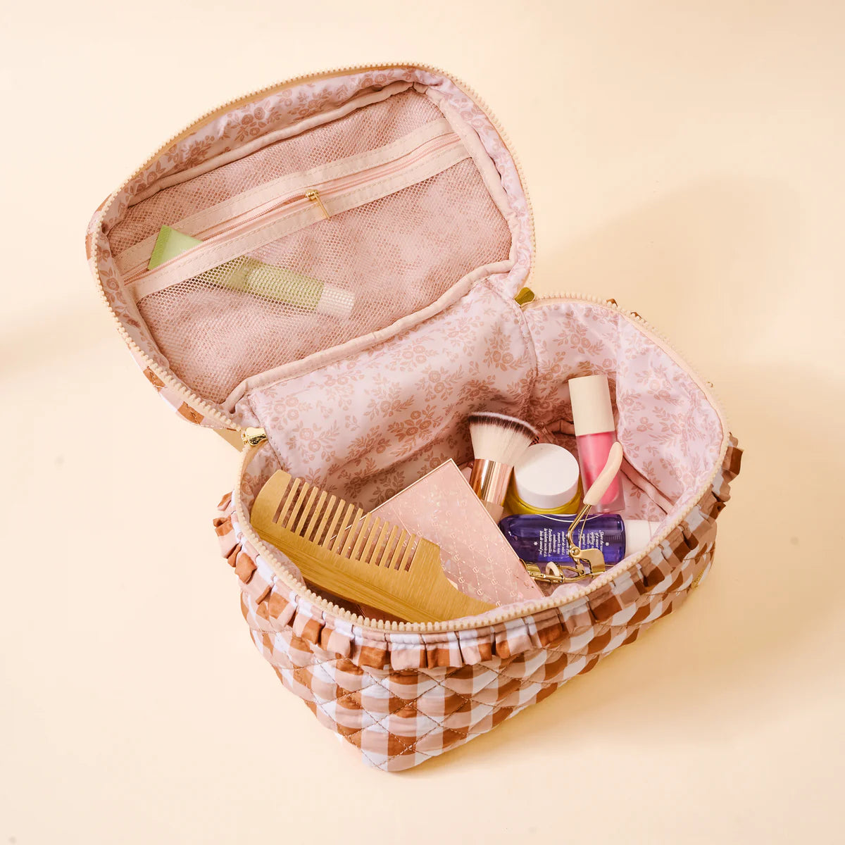 Maple Gingham Cosmetic Bag