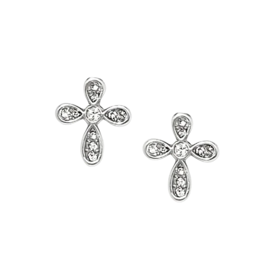 Brighton Enchanting Cross Silver Post Earrings