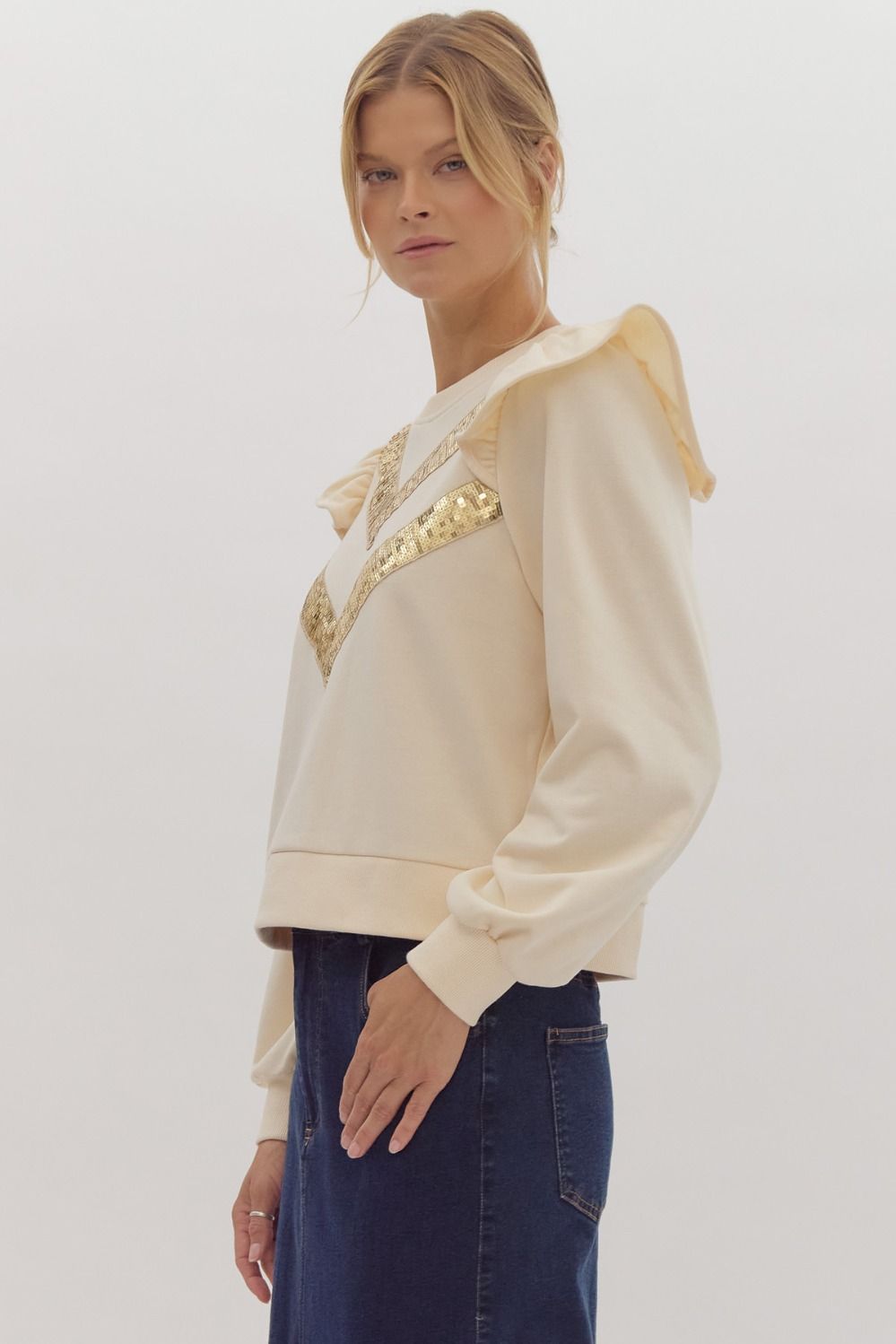 Ecru Sequin Top