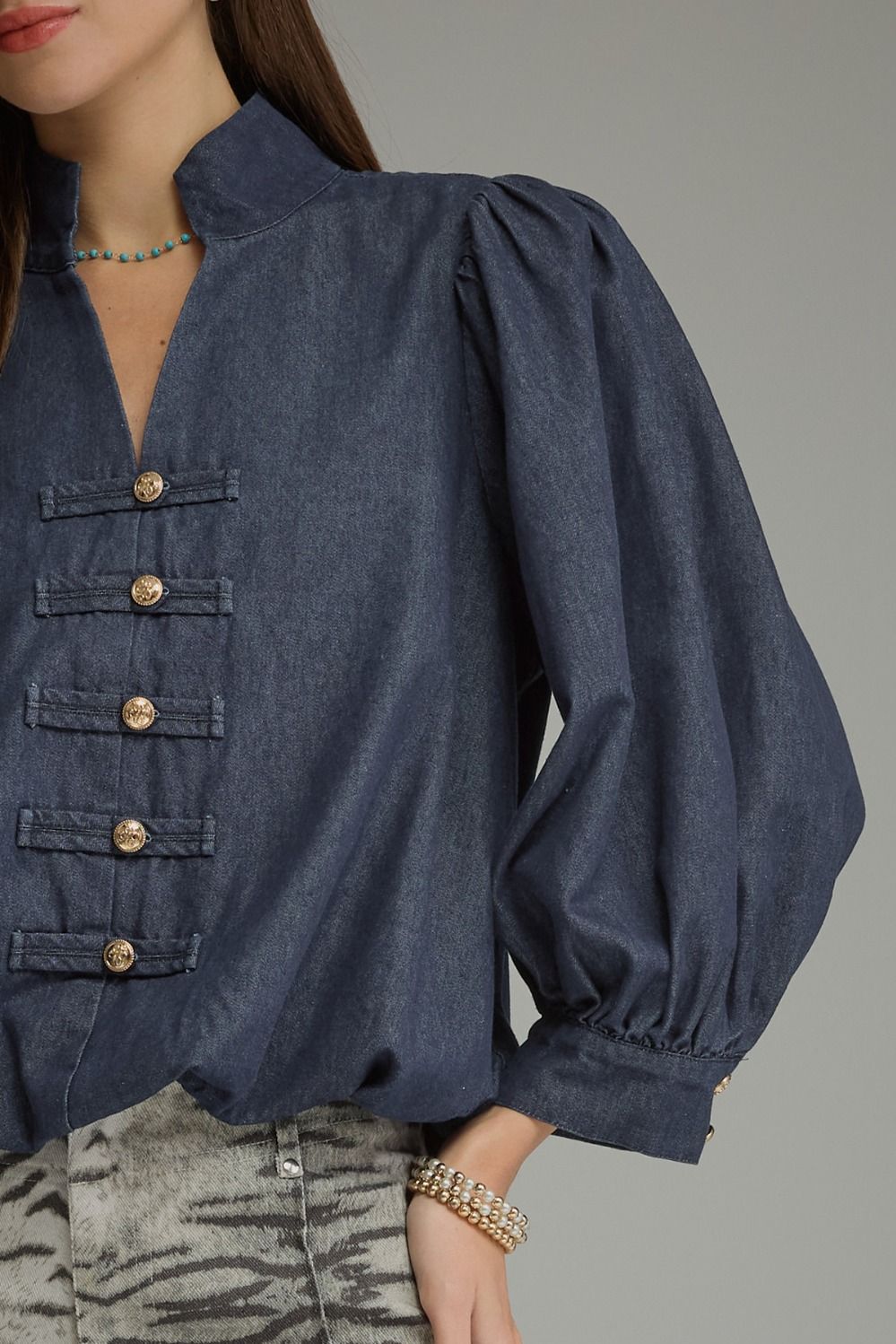 Dark Denim Charming Blouse
