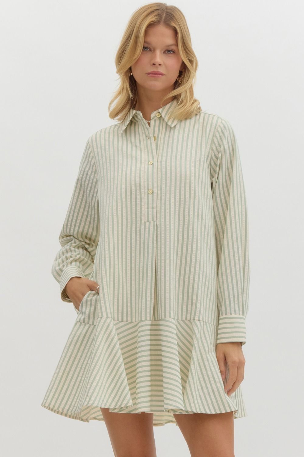 Kylar Sage Stripe Dress