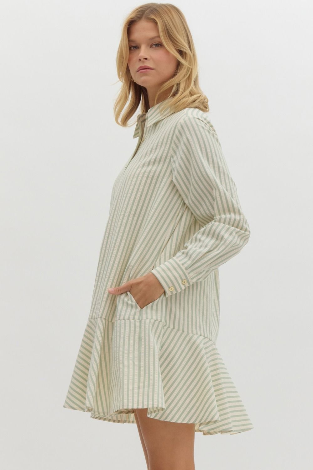 Kylar Sage Stripe Dress
