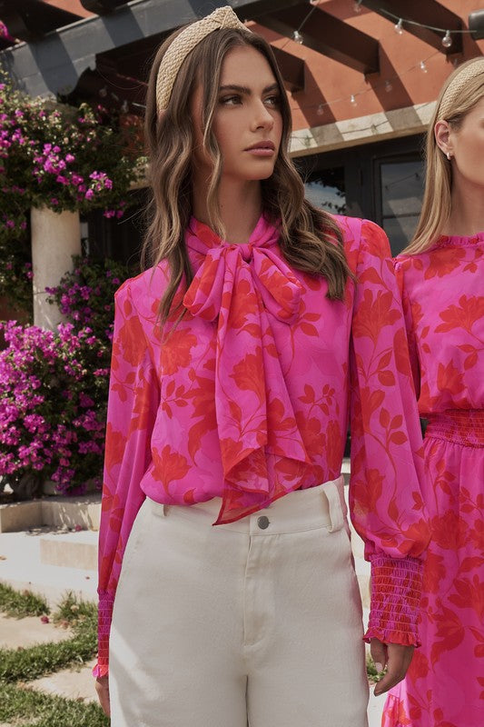 Floral Tie Neck