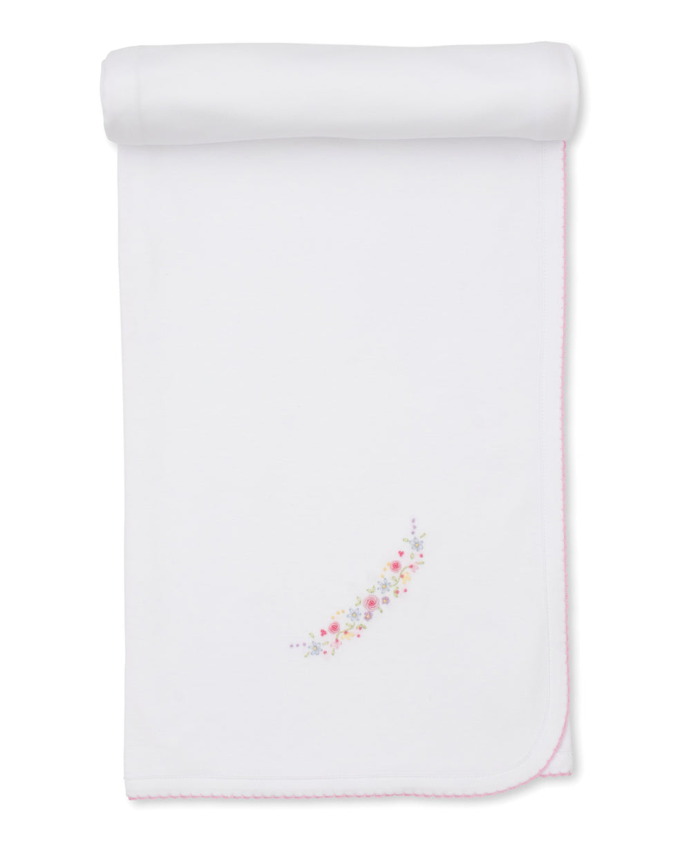 Kissy Kissy White Blanket w/Embroidery