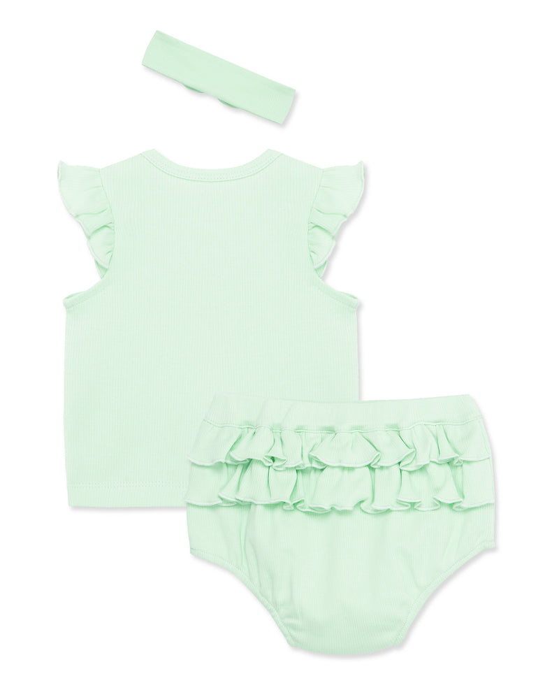 Little Me Green Ruffle Set
