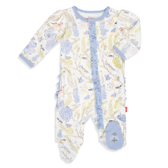 MM Blue Blossom Ruffle Footie