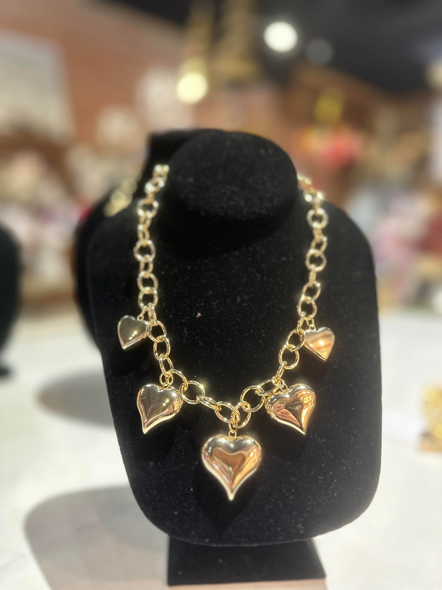 Gold Multi Heart Necklace
