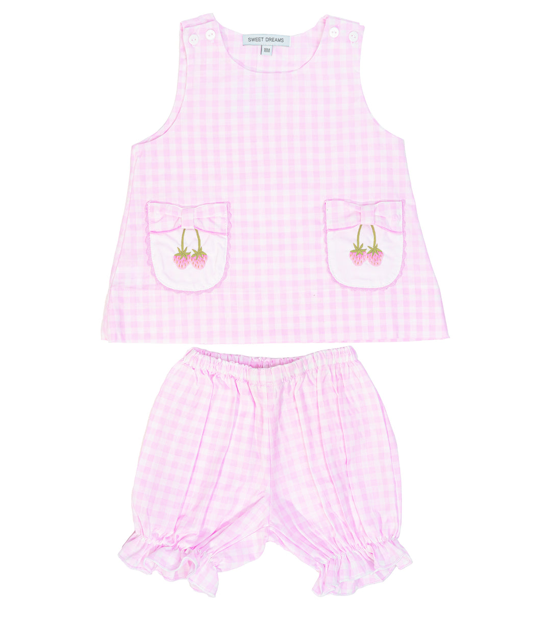 Sweet Dreams Strawberry Gingham Bloomer Set