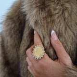Chan-Sutt Pearls Bling Coin Ring