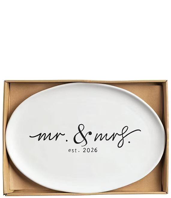 Mud Pie Mr & Mrs 2026 Platter  40700912