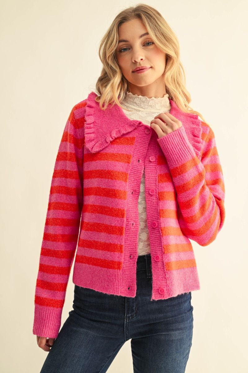 Hot Pink Sunset Stripe Sweater