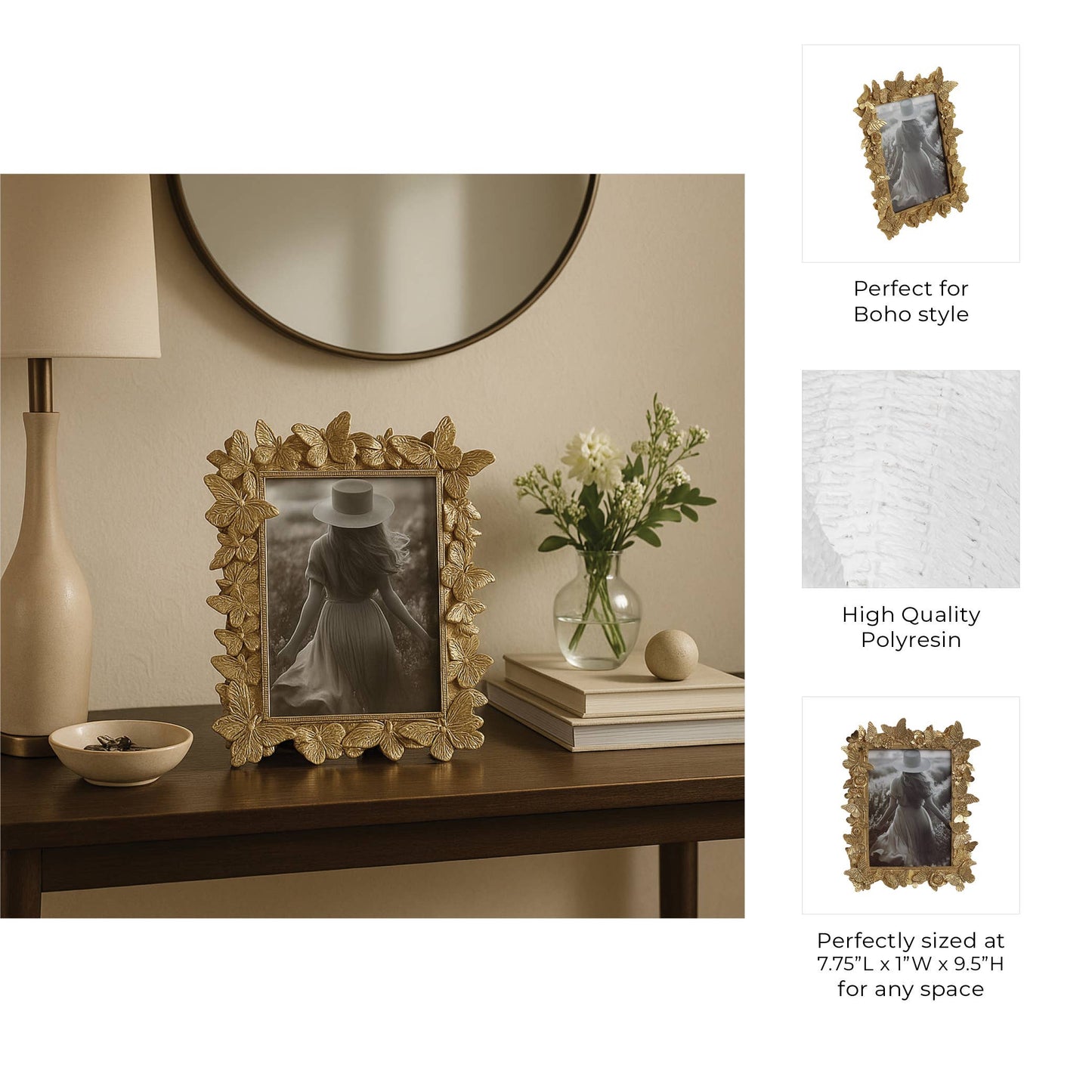 Butterfly Gold Frame  5x7 in.