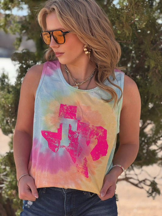 Stamped Texas in Pink Ink Tank