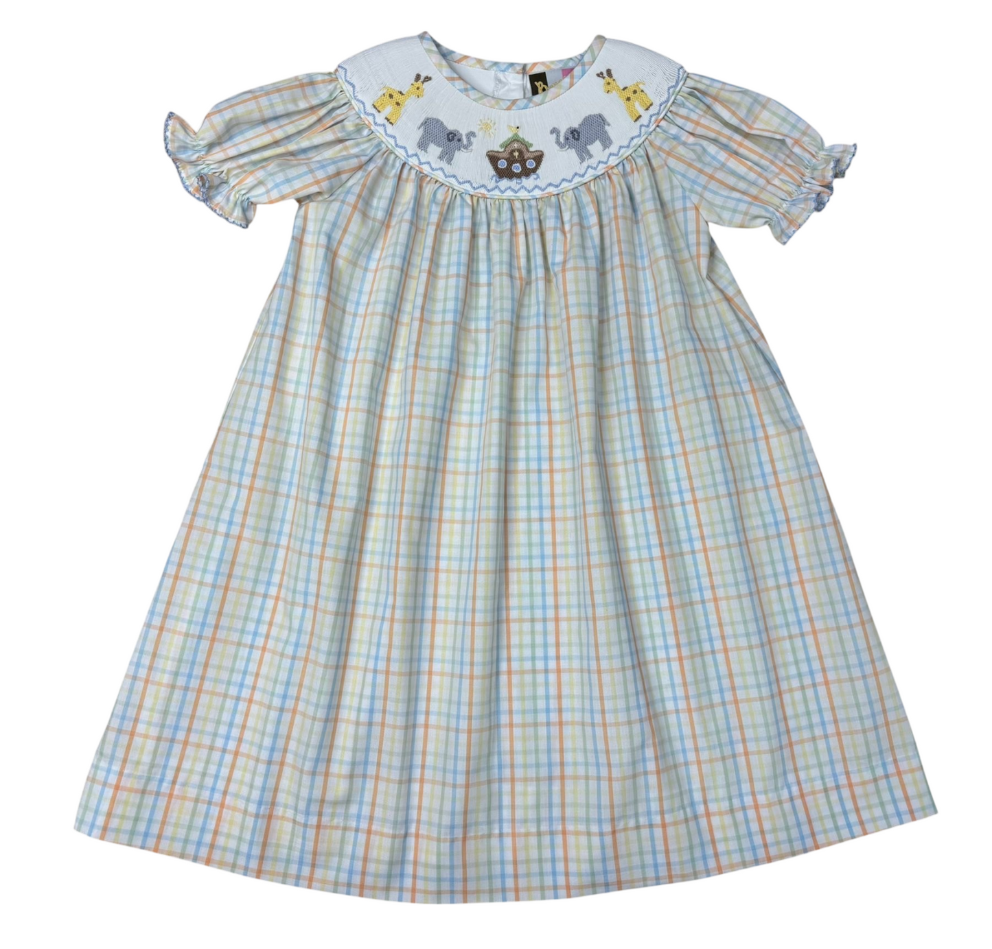 Banana Split Noah's Ark Smocked Bishop Dress