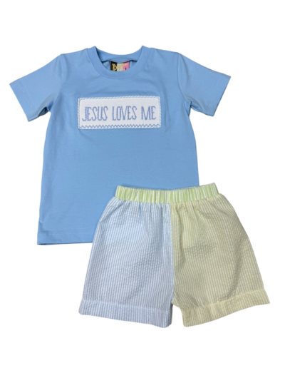 Banana Split Jesus Loves Me Boy Short Set