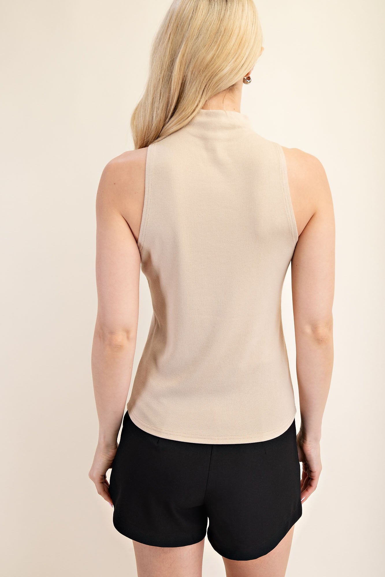 Taupe High Neck Top