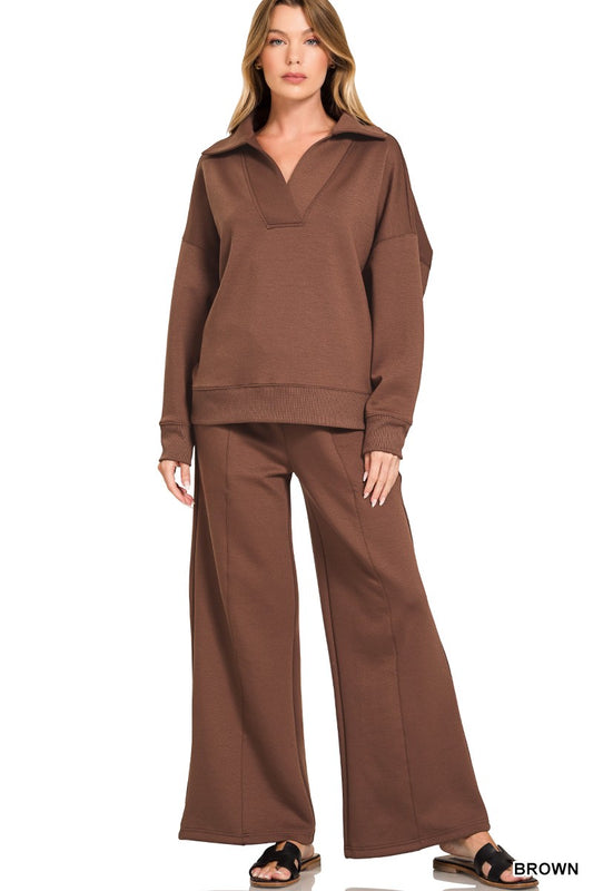 Chocolate Scuba Collared Pant Seth