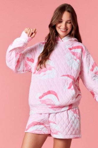 Pink Santa Quilted Short Set
