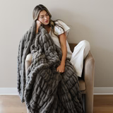 Saranoni Double Rouched Faux Fur Throw
