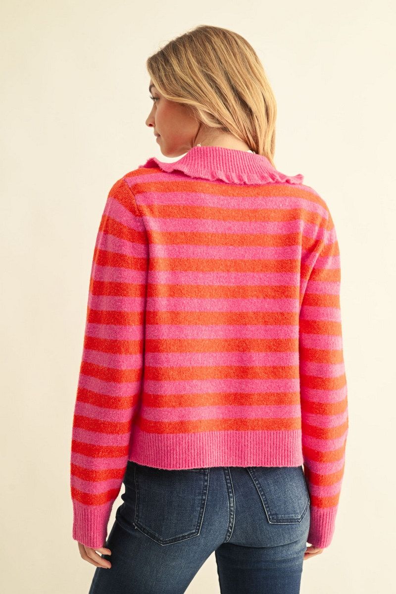 Hot Pink Sunset Stripe Sweater