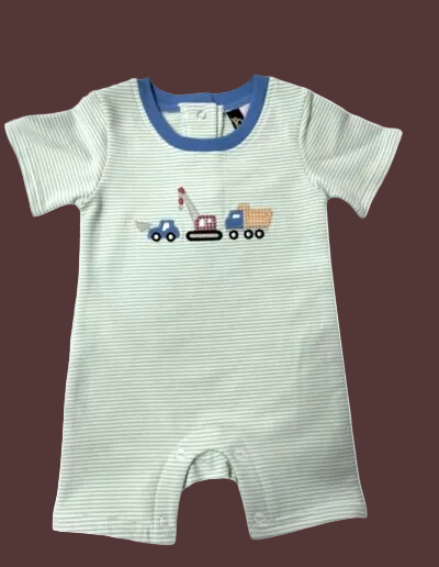 Banana Split Boys Construction Romper