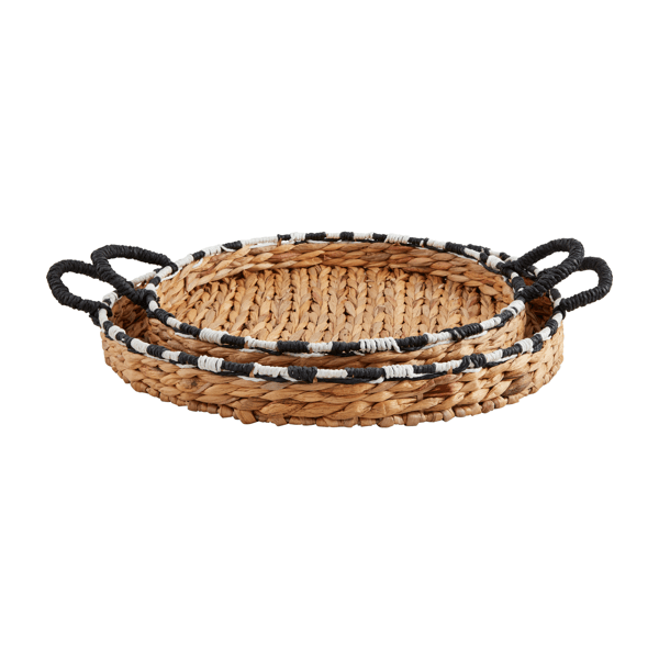 Mud Pie Stripe Edge Woven Tray Set  #42100118