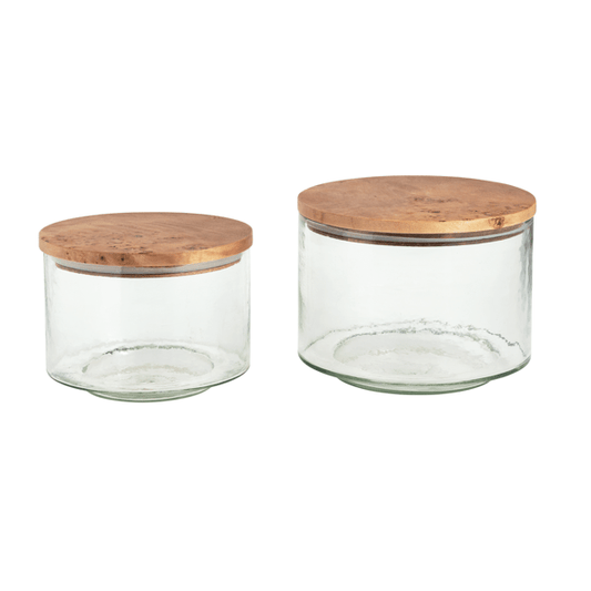 Mud Pie Burl Wood Lid Canisters Set  #49300086