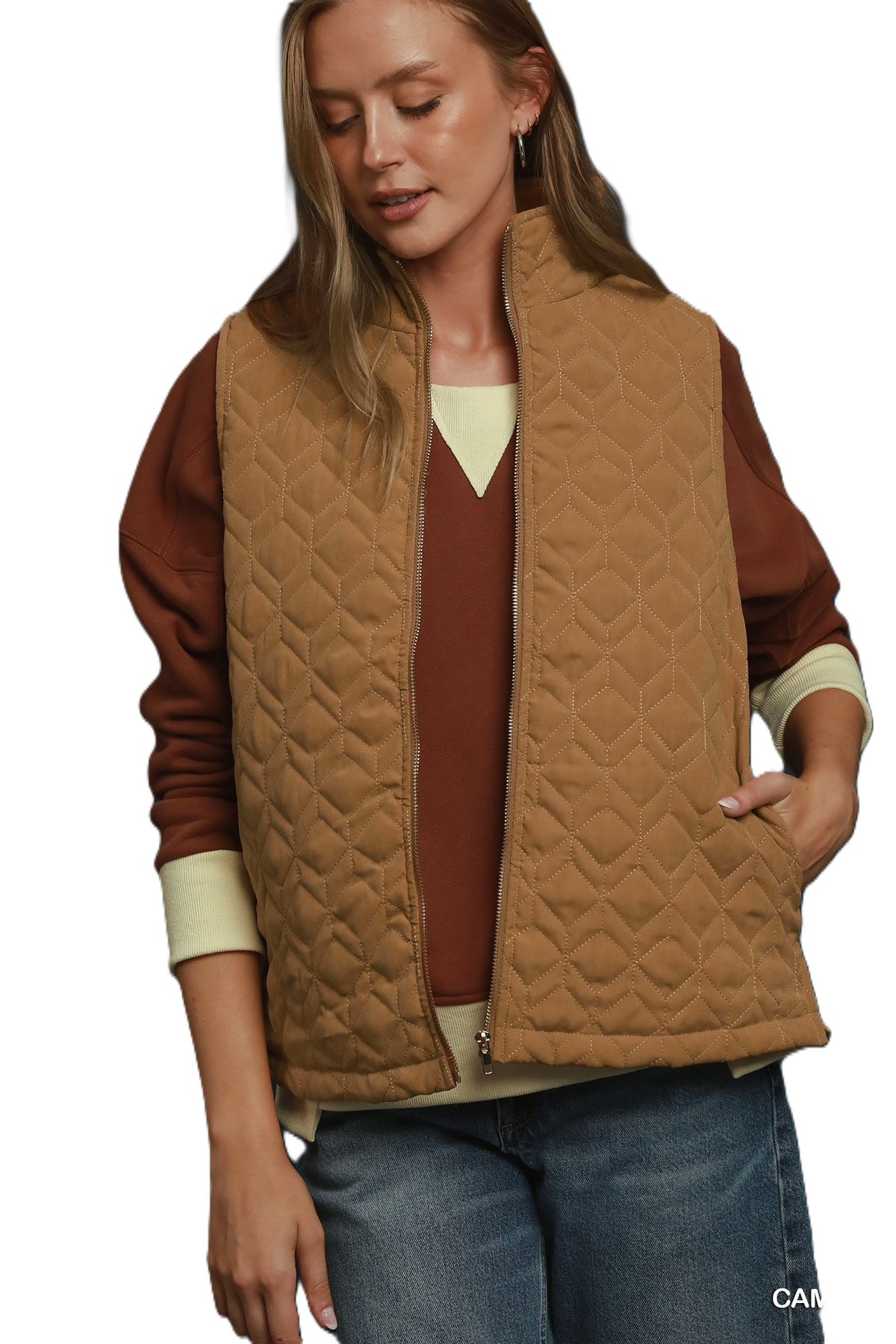 Camel Quilted Vest