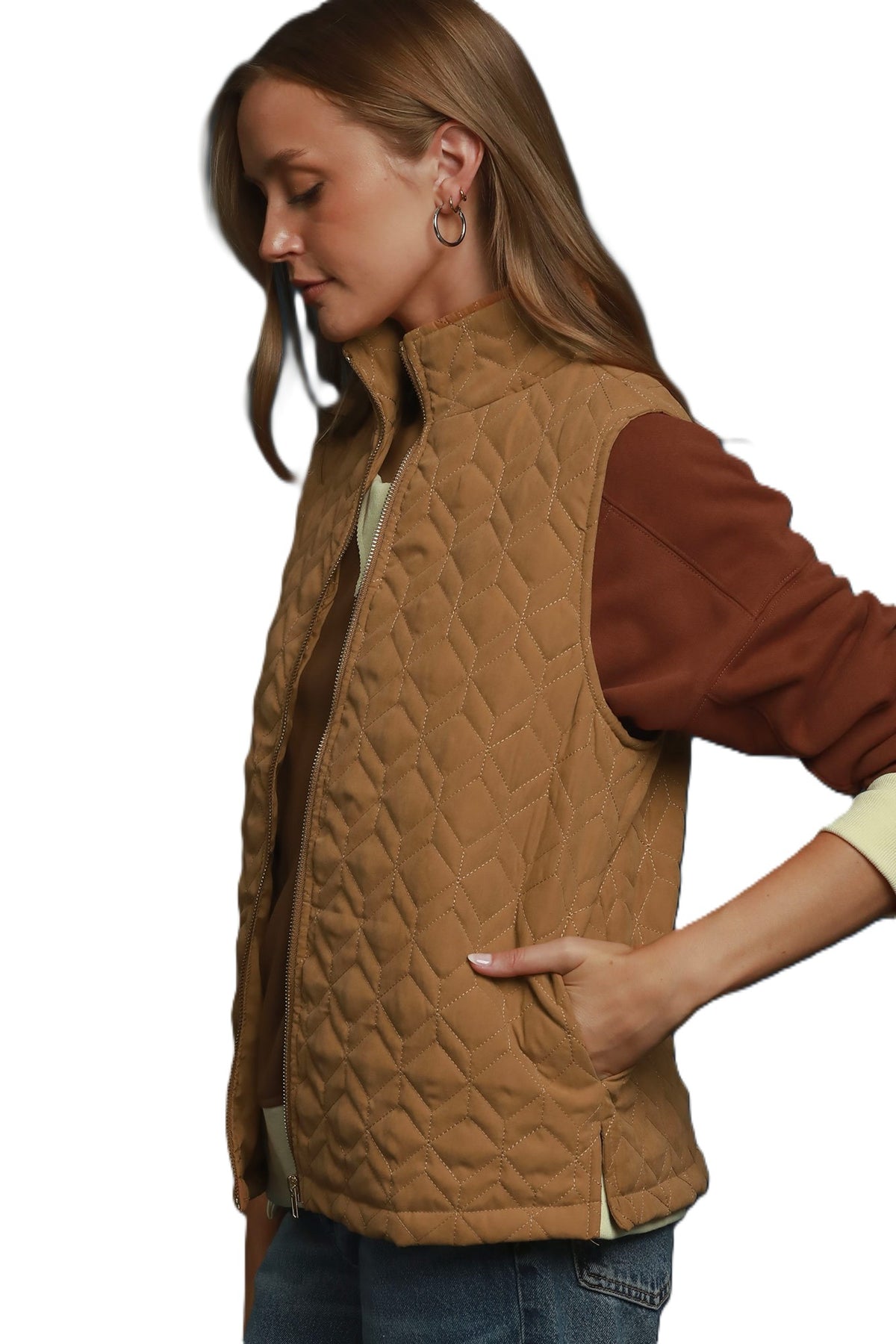 Camel Quilted Vest