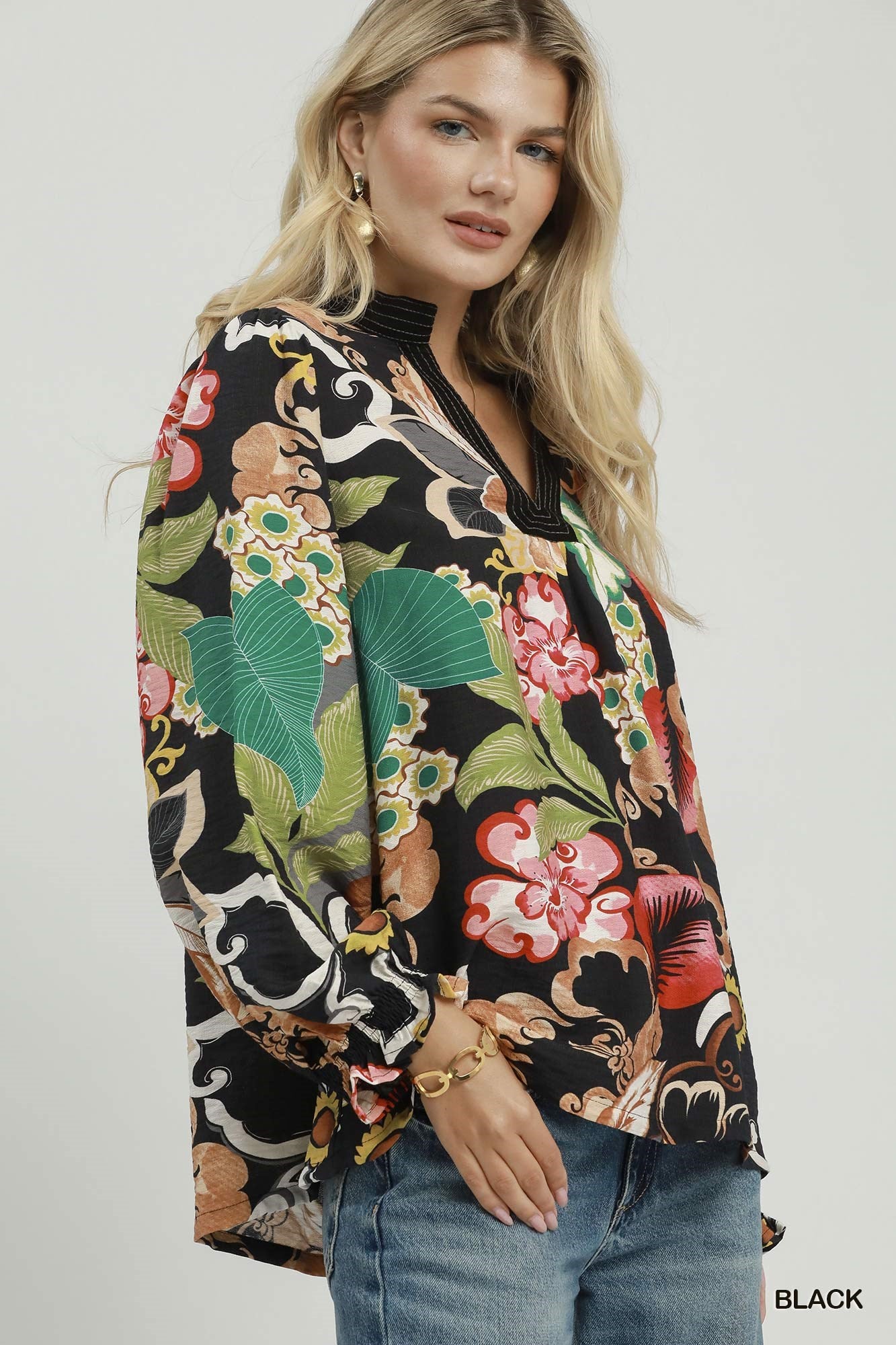 Black Floral Top