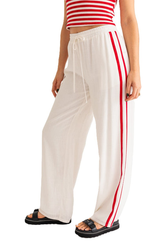 White Side Stripe Pant