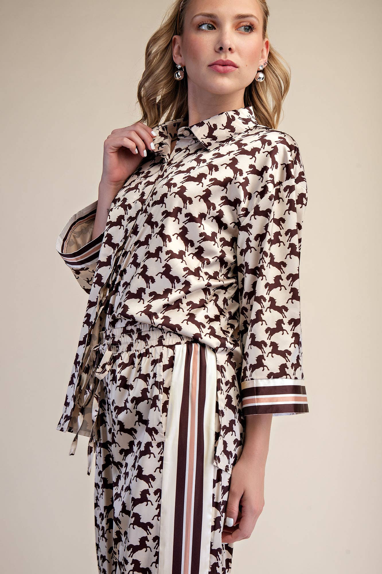 Button Front Animal Print Shirt