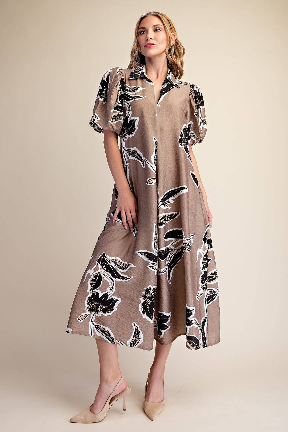 Mocha Magnolia Midi Dress