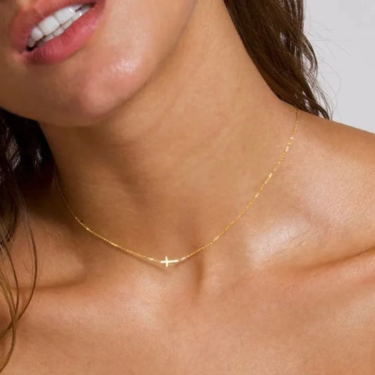 Chan-Sutt Pearls Dainty Cross Necklace