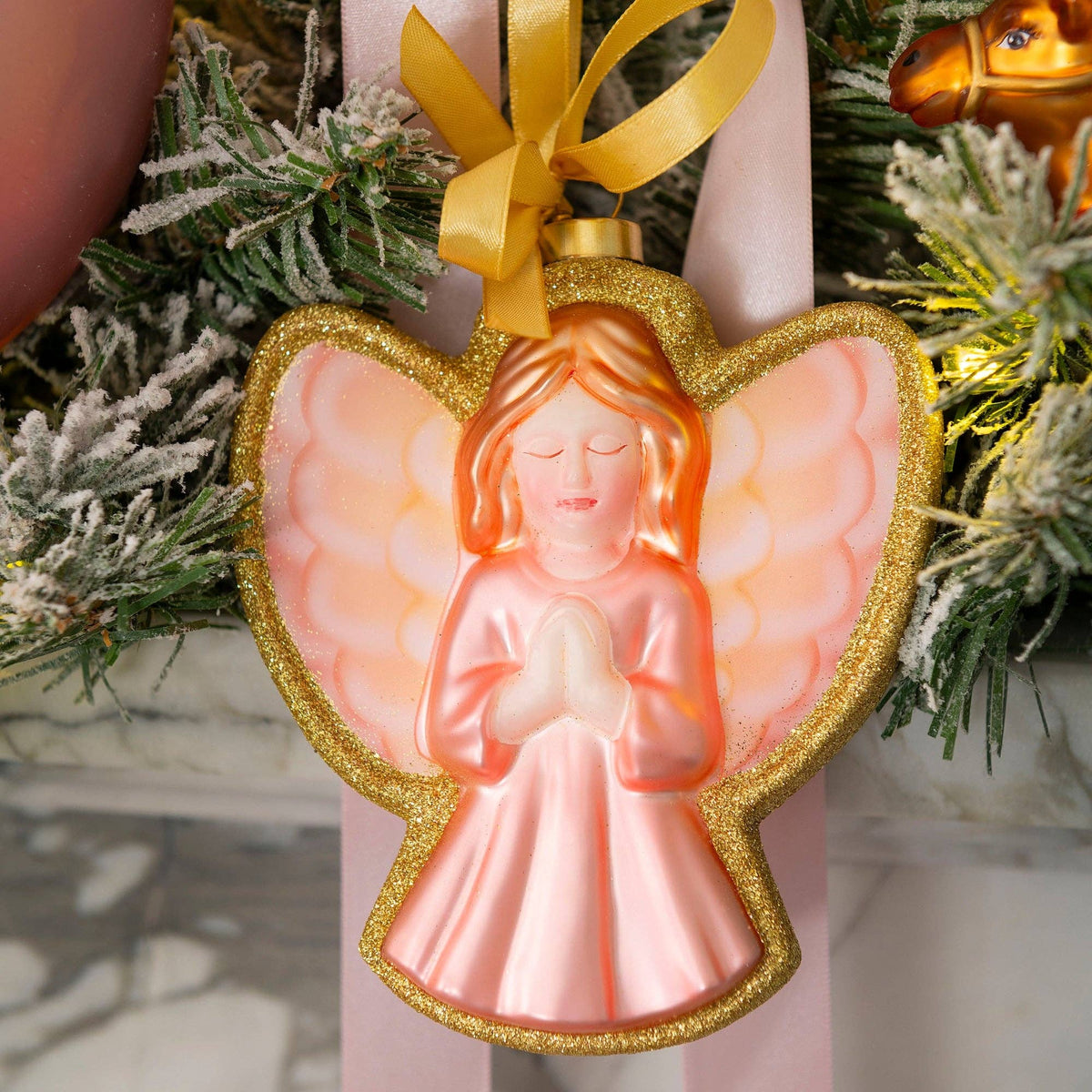 Praying Angel Blown Glass Christmas Ornament – 2026 First Edition #FC2604