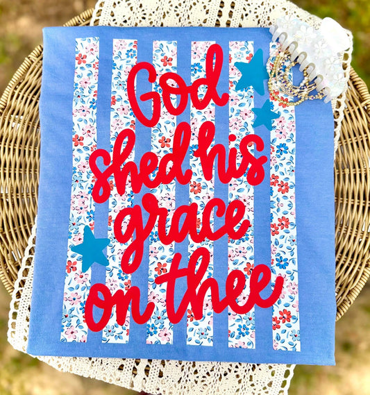 God Shed His Grace On Thee Tee  Blue