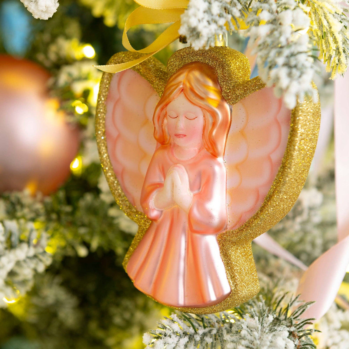 Praying Angel Blown Glass Christmas Ornament – 2026 First Edition #FC2604
