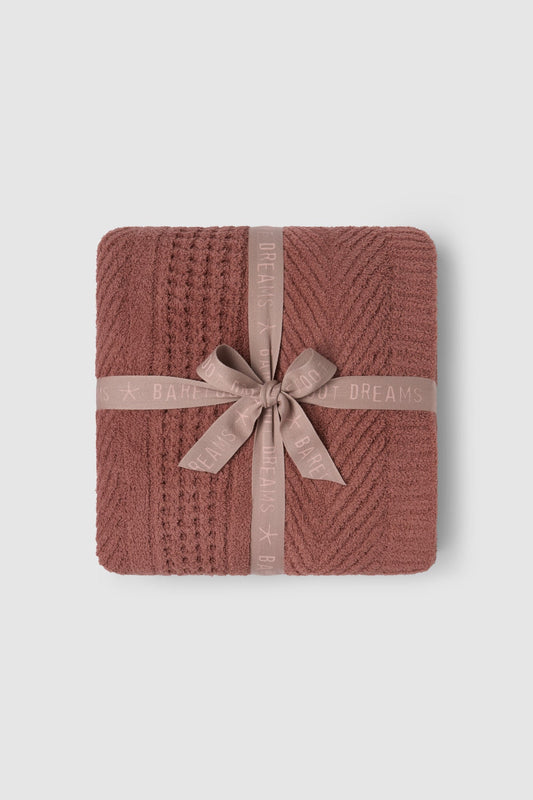 Barefoot Dreams Cozychic Holiday Waffle Cable Throw- Faded Brick