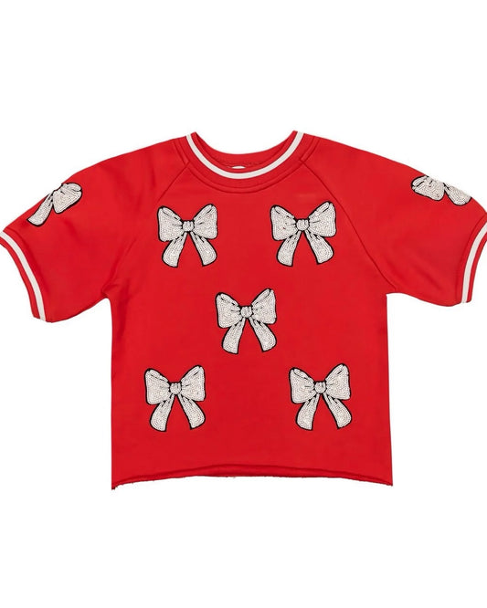 Belle Cher Red & White Bow Set