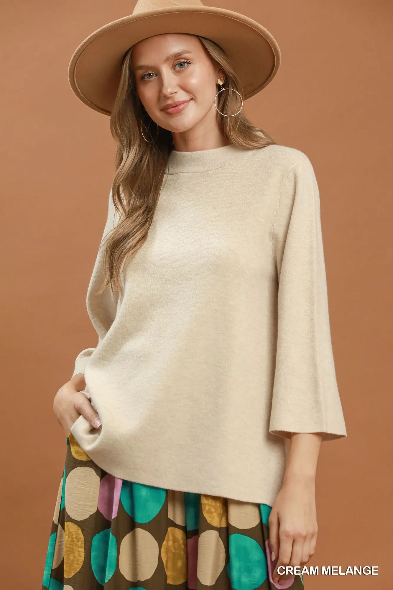 Cream Melange Top