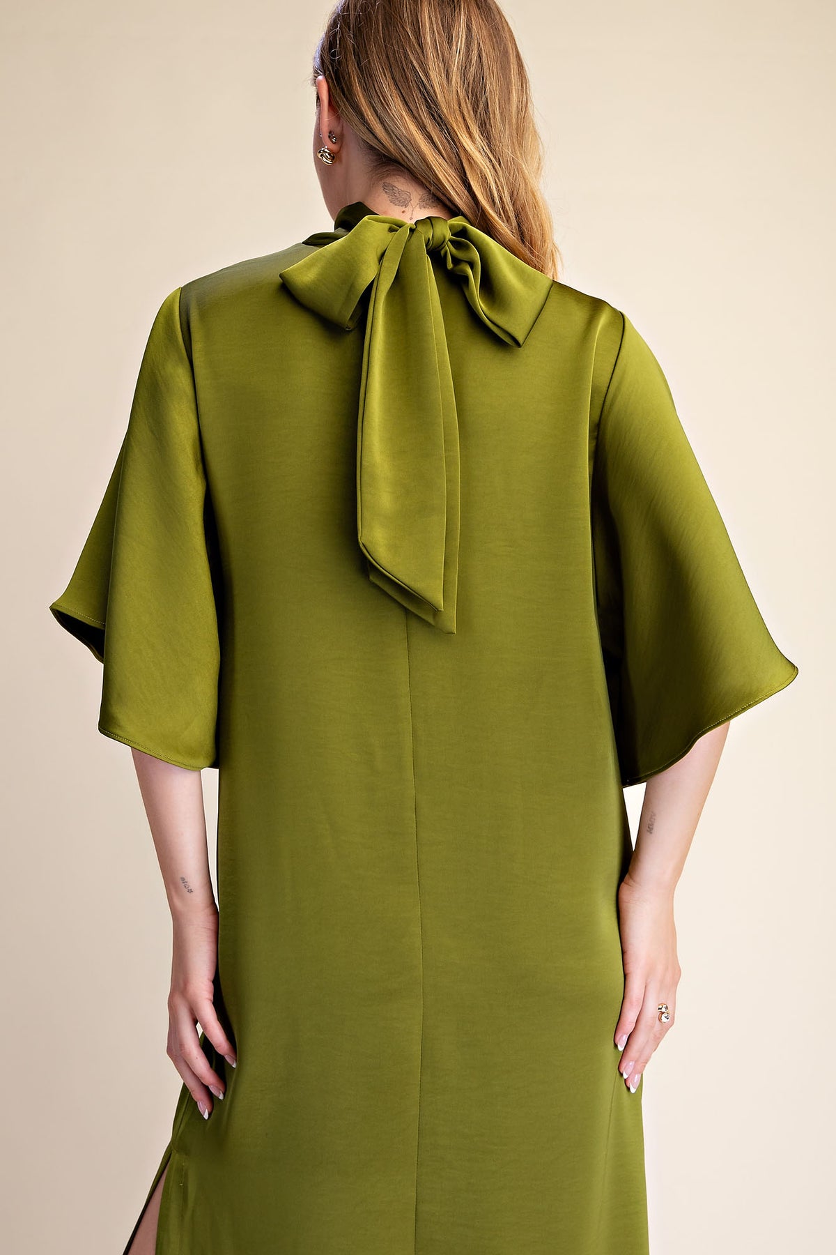 Olive Elegance Midi Dress