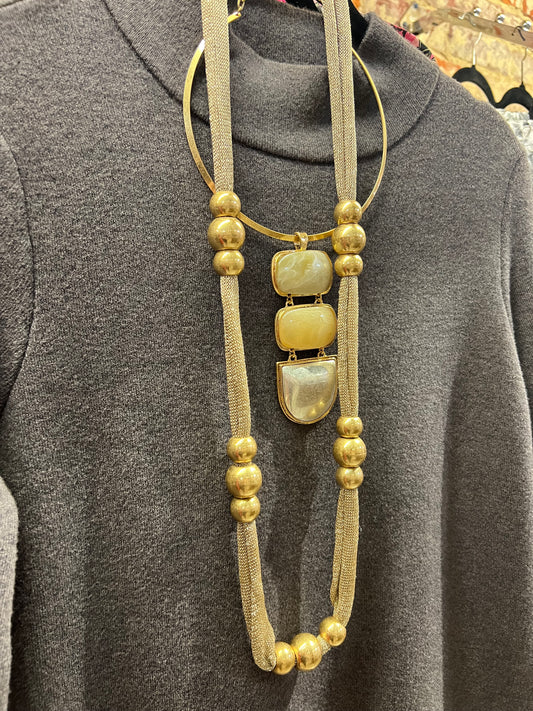 Gold Mesh Long Necklace