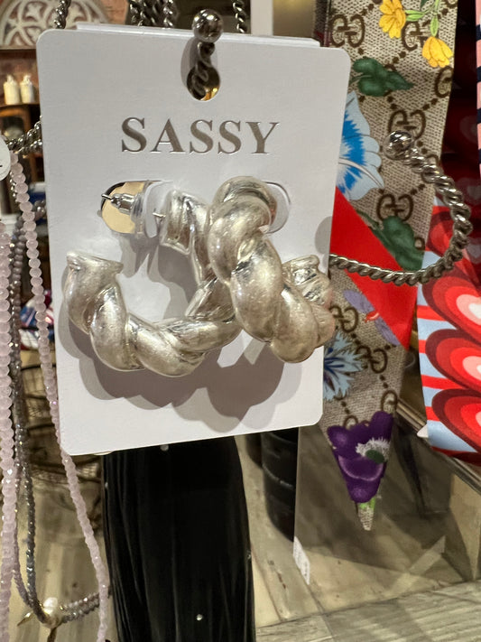 Silver Twist Hoop Earrings