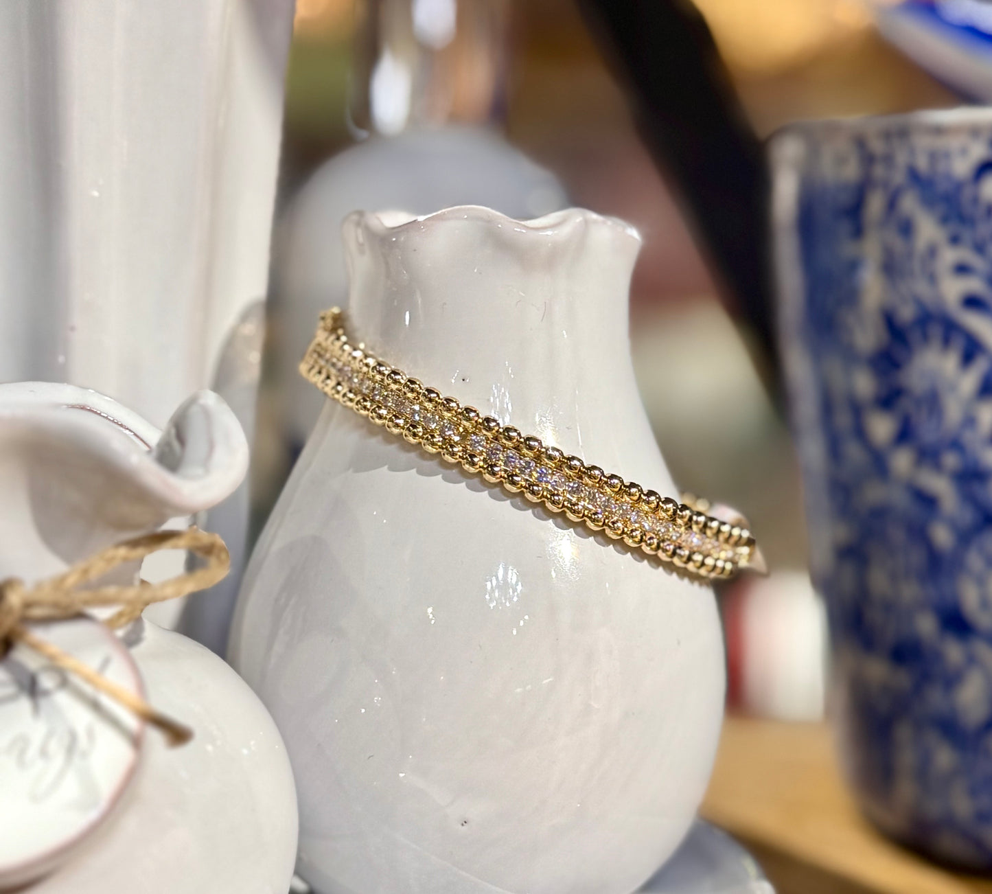 Bead CZ Hinge Bangle