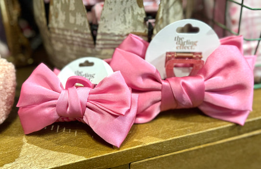 TDE Satin Bow Claw Clip-Large Hot Pink    VY-BWCLIP-SAT-HPK