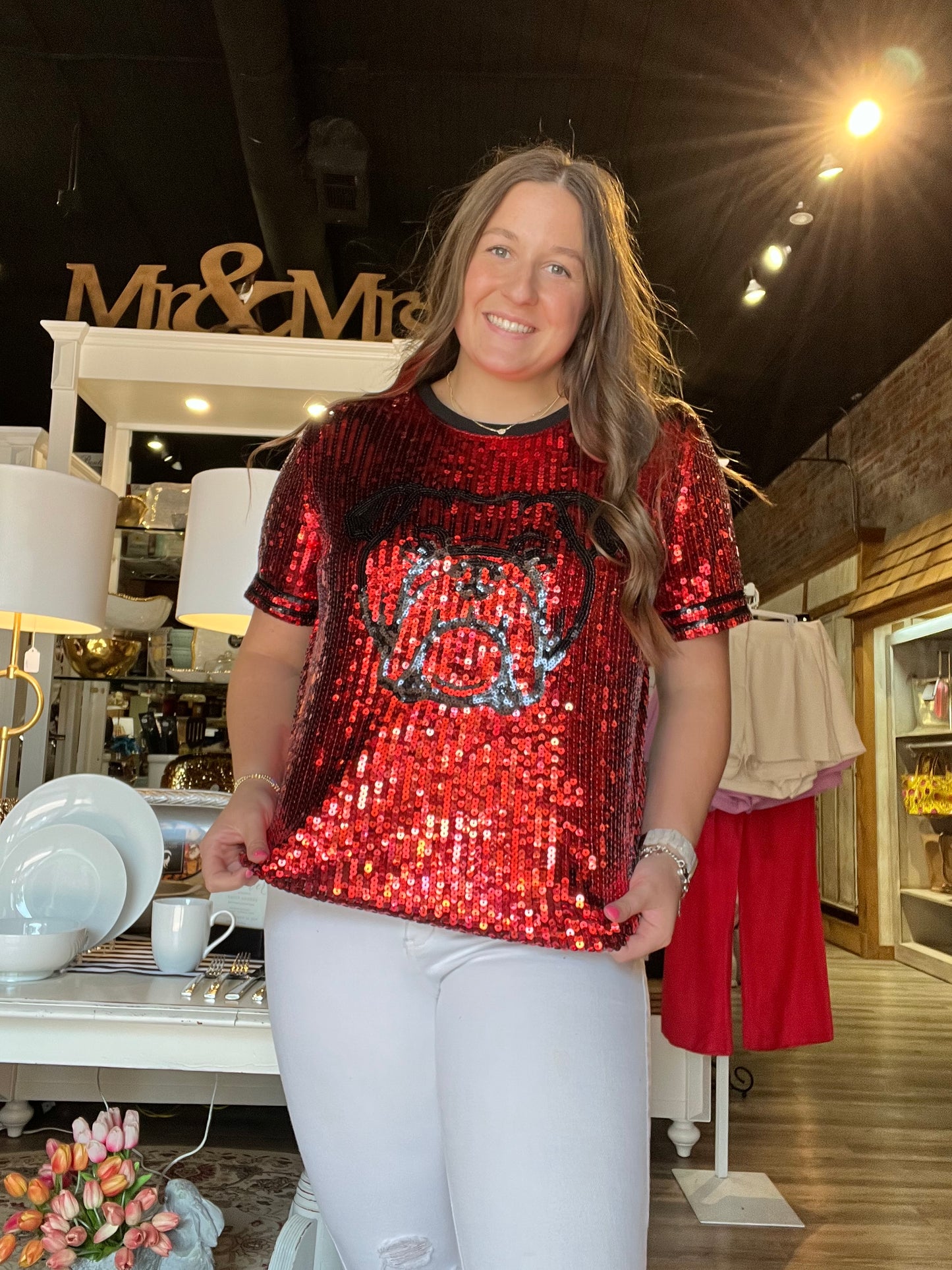 Red Sequin All Day Top